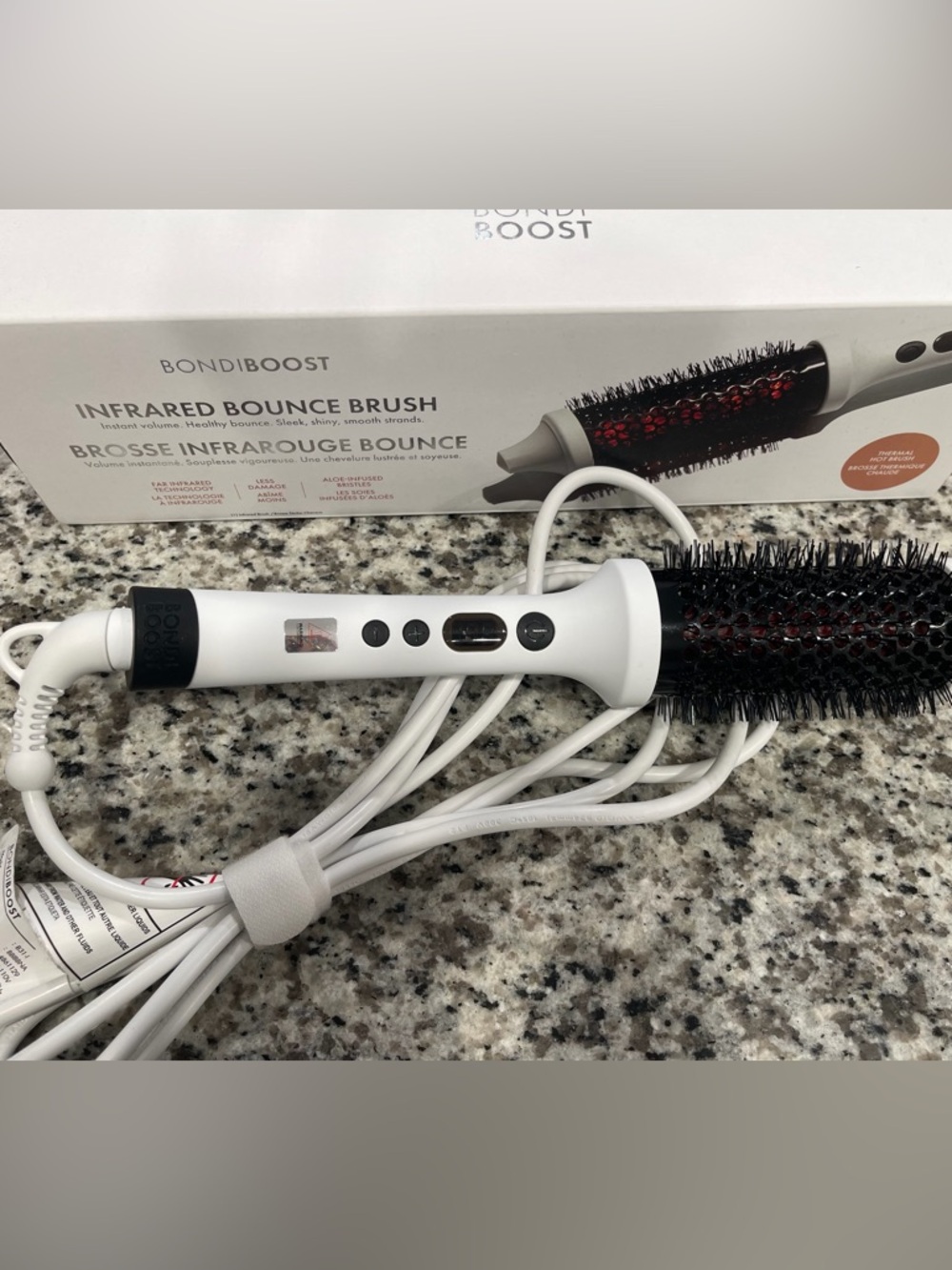 T3 White & Black Round Infrared Heated Styling Brush with Red Vents